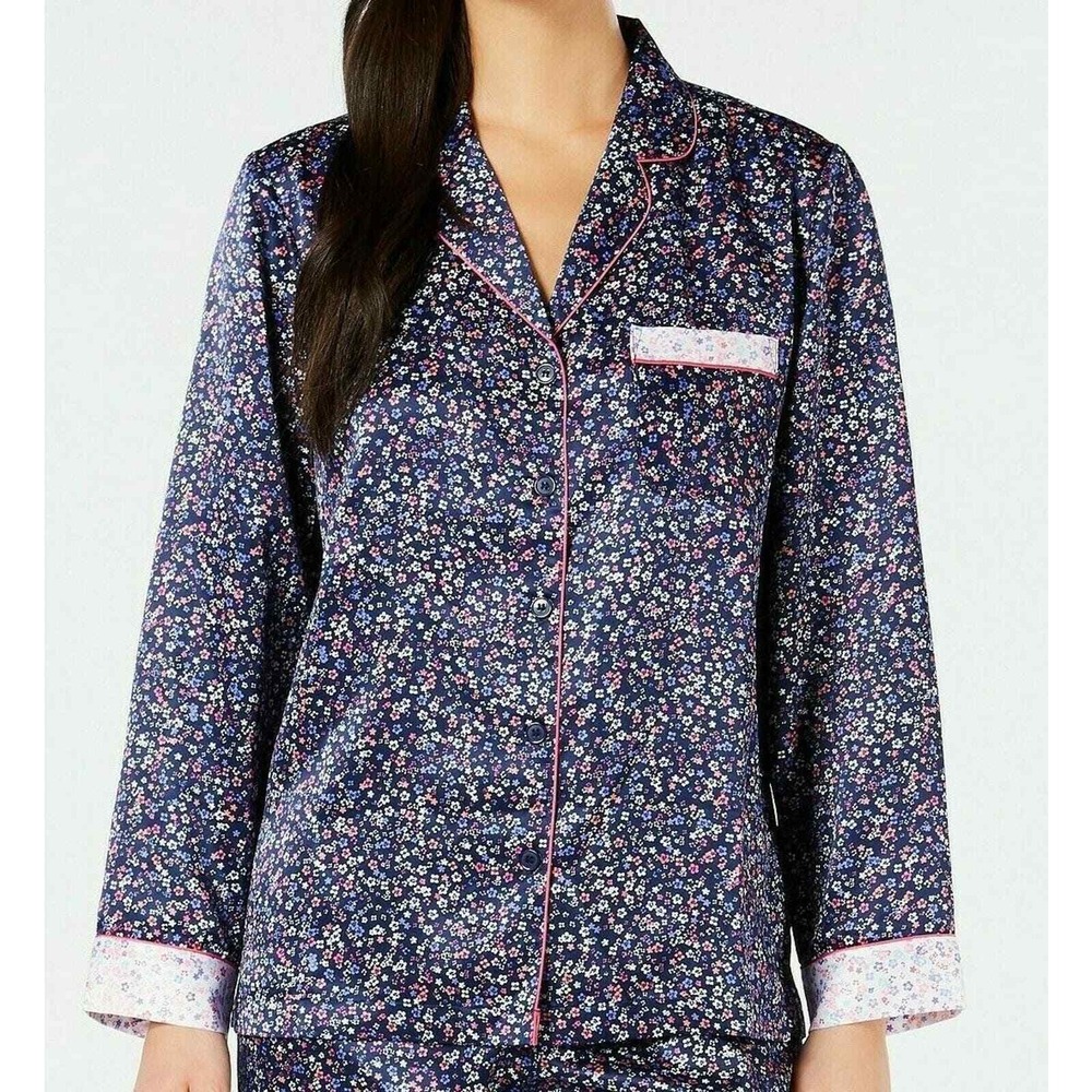 Charter Club Floral Pajama Top Long Sleeve Button Up Sleepwear Shirt XXL